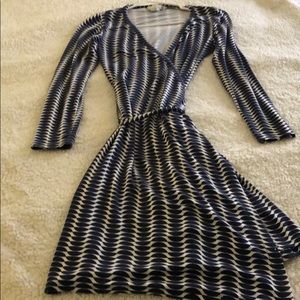 Size 2P Blue/White Biden Wrap Dress